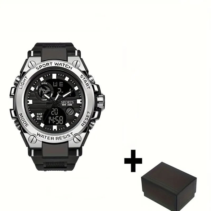 Men's Multifunctional Sports Watch - Water-Resistant Dual Display