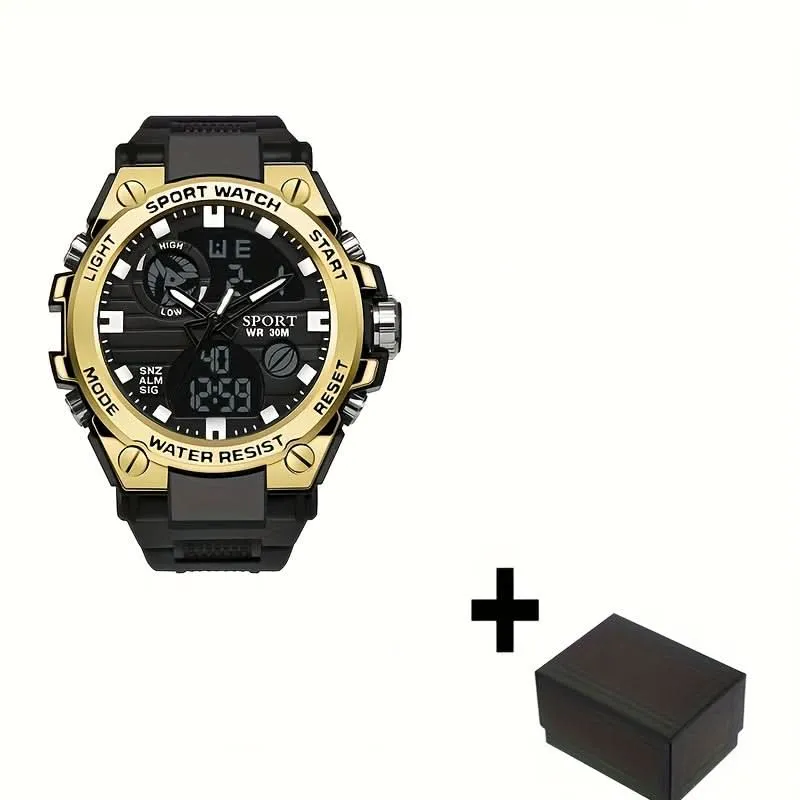 Men's Multifunctional Sports Watch - Water-Resistant Dual Display