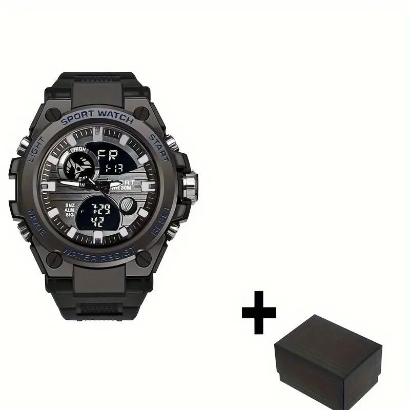 Men's Multifunctional Sports Watch - Water-Resistant Dual Display
