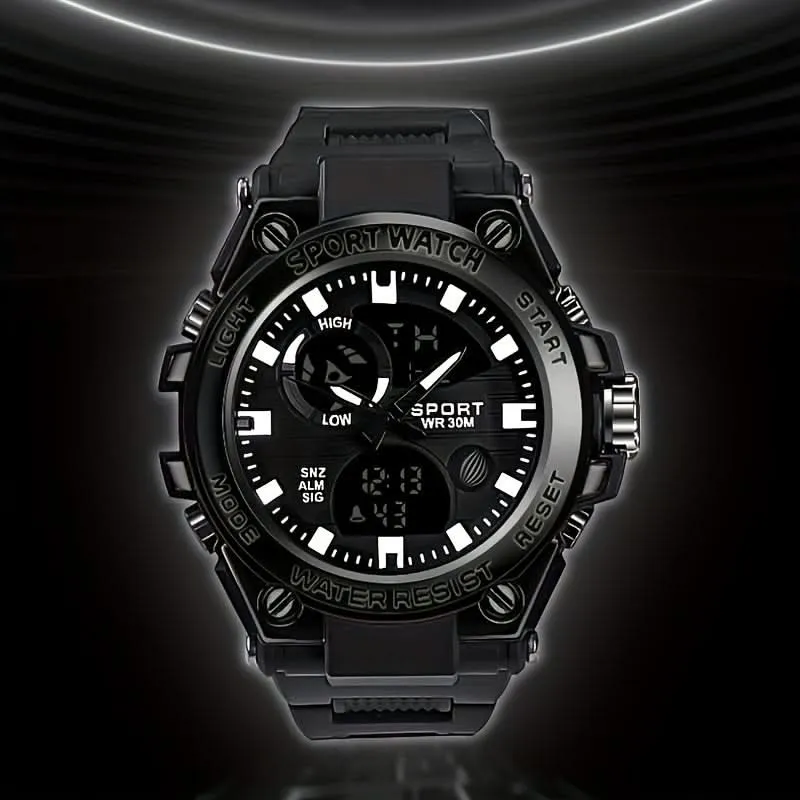Men's Multifunctional Sports Watch - Water-Resistant Dual Display