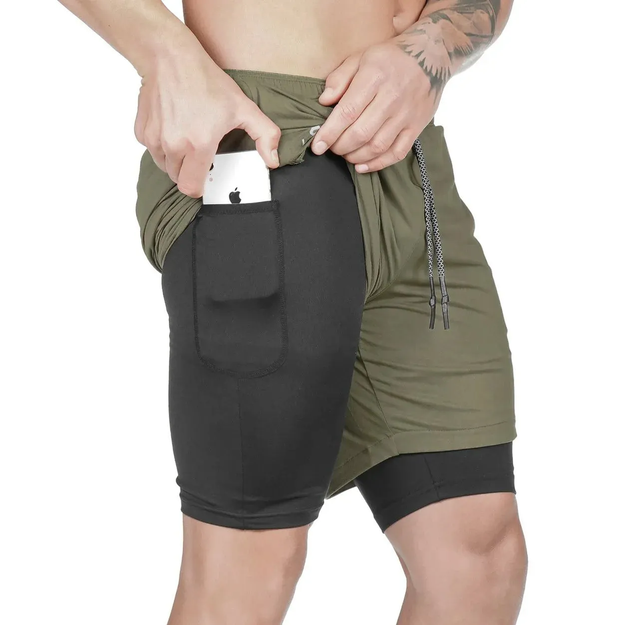 men's Running Shorts 2 in 1 Sports Pants Mesh Quick Dry