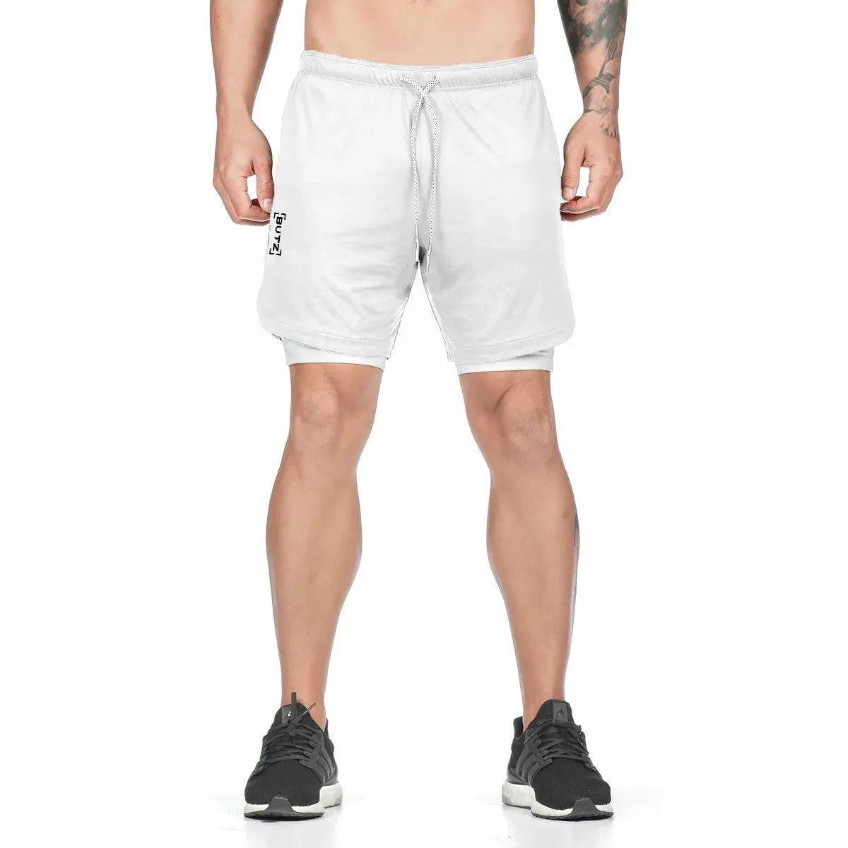 men's Running Shorts 2 in 1 Sports Pants Mesh Quick Dry