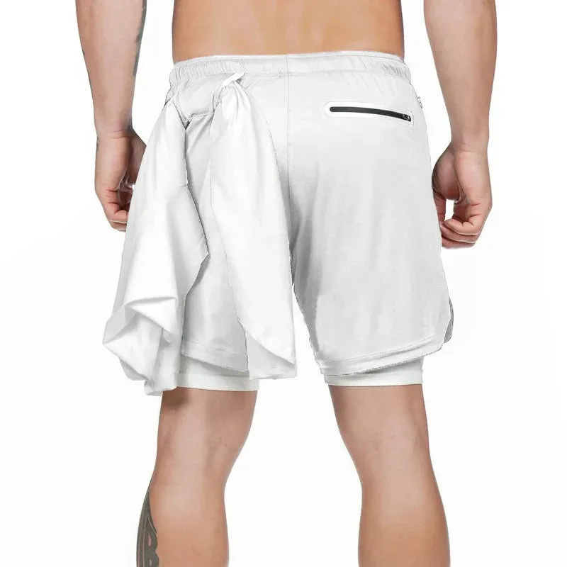 men's Running Shorts 2 in 1 Sports Pants Mesh Quick Dry