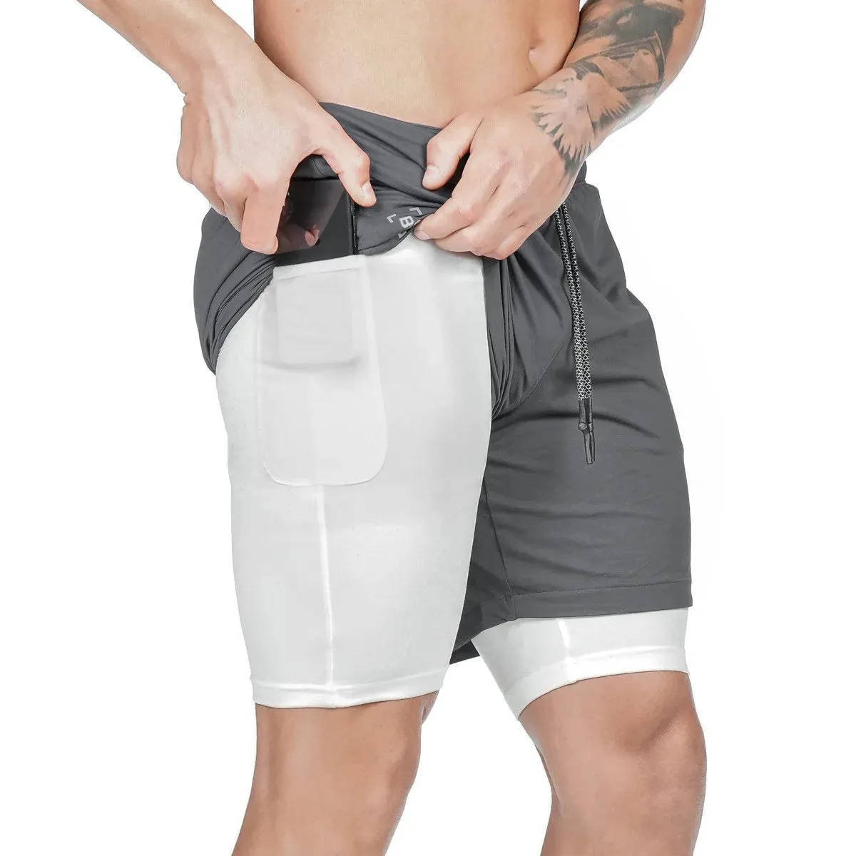 men's Running Shorts 2 in 1 Sports Pants Mesh Quick Dry