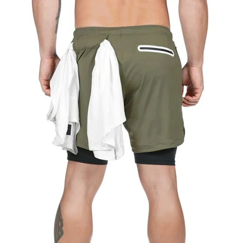 men's Running Shorts 2 in 1 Sports Pants Mesh Quick Dry
