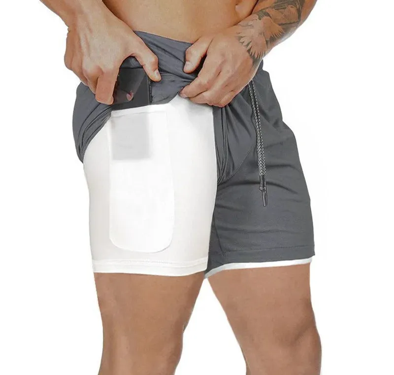 men's Running Shorts 2 in 1 Sports Pants Mesh Quick Dry