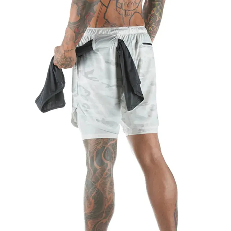 men's Running Shorts 2 in 1 Sports Pants Mesh Quick Dry