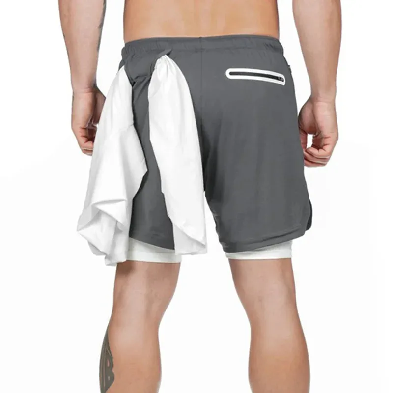 men's Running Shorts 2 in 1 Sports Pants Mesh Quick Dry