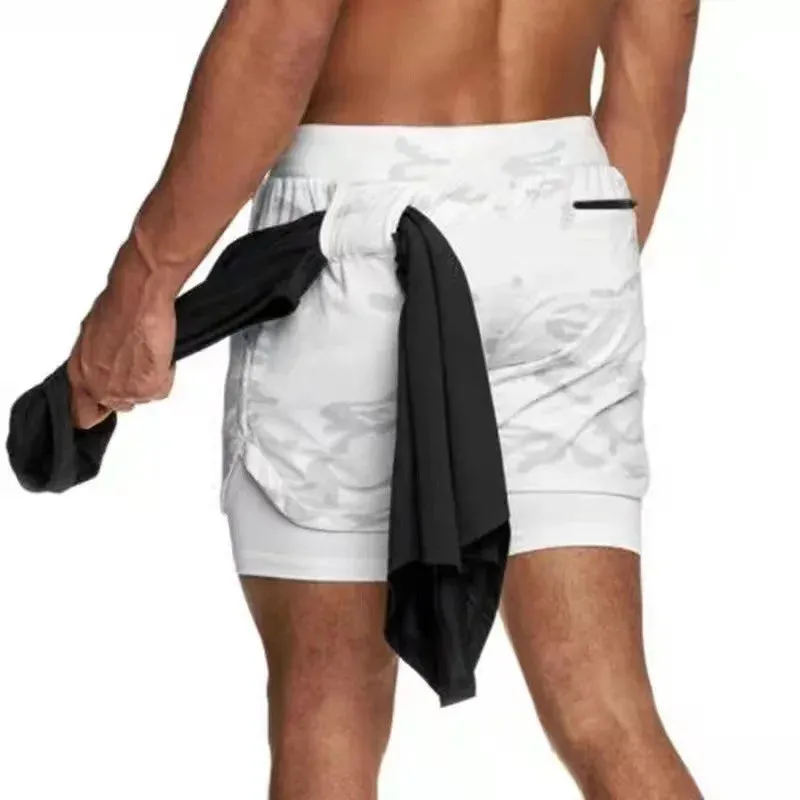 men's Running Shorts 2 in 1 Sports Pants Mesh Quick Dry