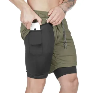 men's Running Shorts 2 in 1 Sports Pants Mesh Quick Dry