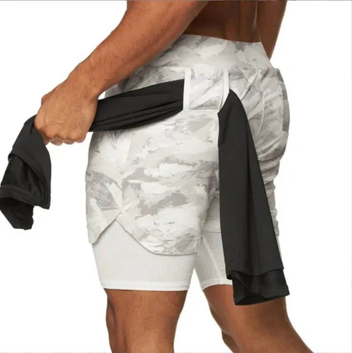 men's Running Shorts 2 in 1 Sports Pants Mesh Quick Dry