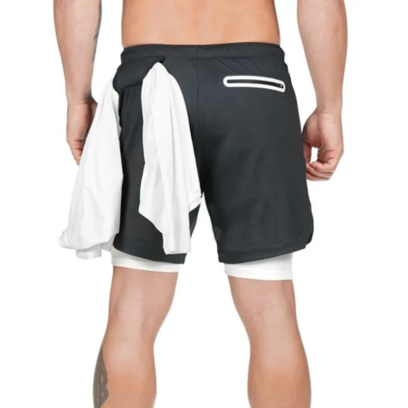 men's Running Shorts 2 in 1 Sports Pants Mesh Quick Dry