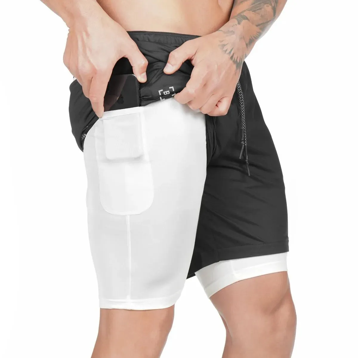 men's Running Shorts 2 in 1 Sports Pants Mesh Quick Dry