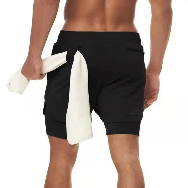 men's Running Shorts 2 in 1 Sports Pants Mesh Quick Dry