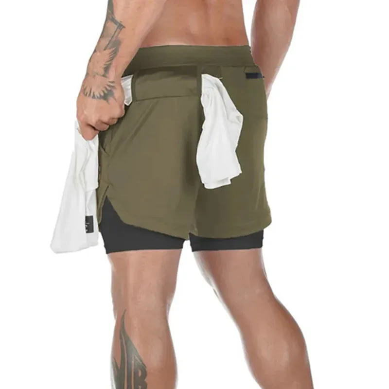 men's Running Shorts 2 in 1 Sports Pants Mesh Quick Dry