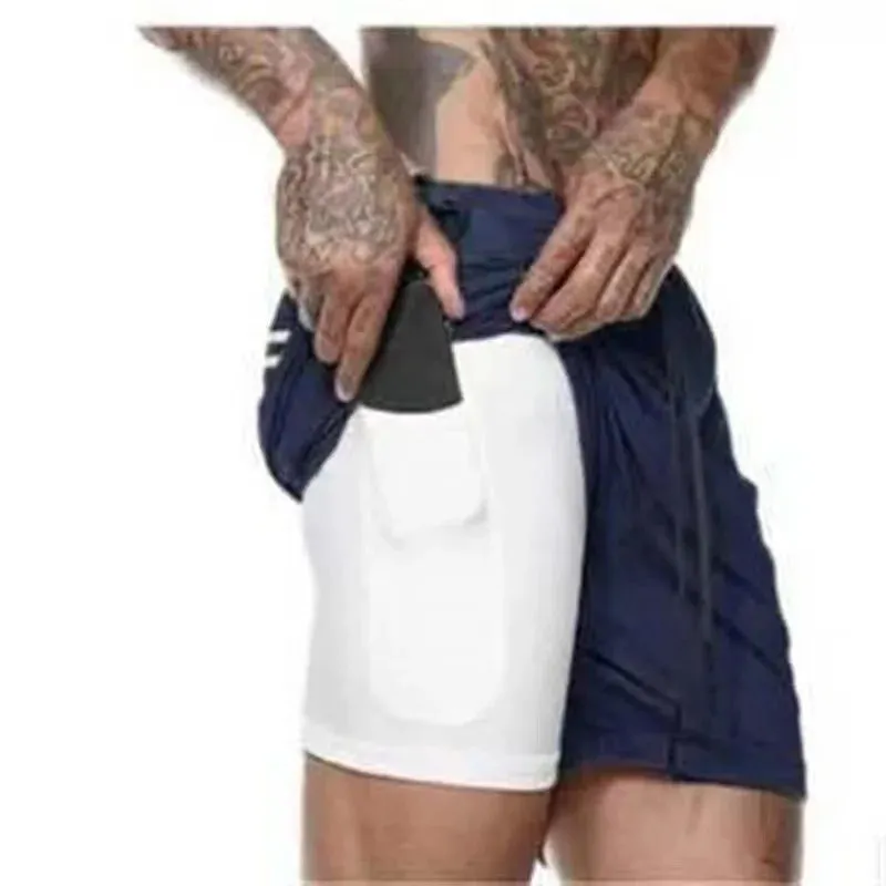 men's Running Shorts 2 in 1 Sports Pants Mesh Quick Dry