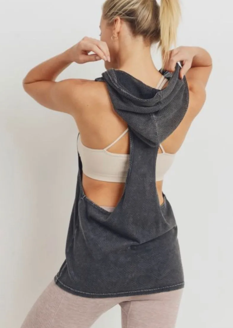 Mineral Wash and Net Racerback Hoodie