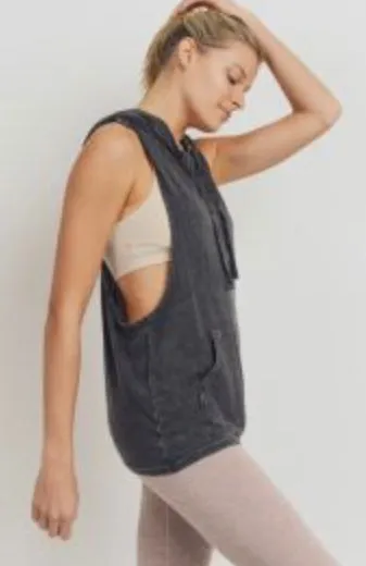 Mineral Wash and Net Racerback Hoodie