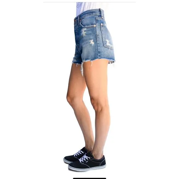 Modern American Womens High Rise Distressed Button Fly Jean Shorts Sz 29 NWT