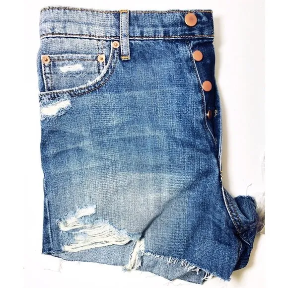 Modern American Womens High Rise Distressed Button Fly Jean Shorts Sz 29 NWT