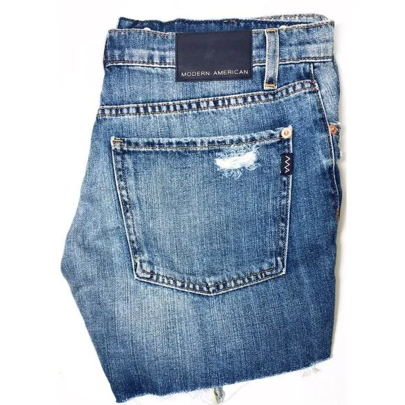 Modern American Womens High Rise Distressed Button Fly Jean Shorts Sz 29 NWT