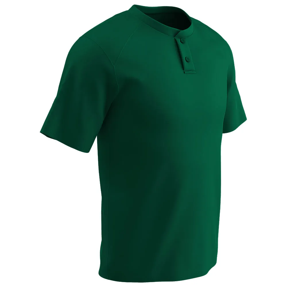 Moisture Wicking Solid Color Two Button Baseball Jersey, Adult