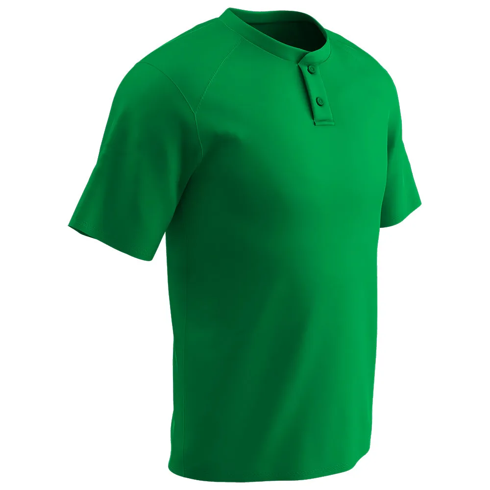 Moisture Wicking Solid Color Two Button Baseball Jersey, Adult