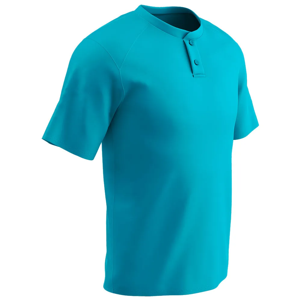 Moisture Wicking Solid Color Two Button Baseball Jersey, Adult