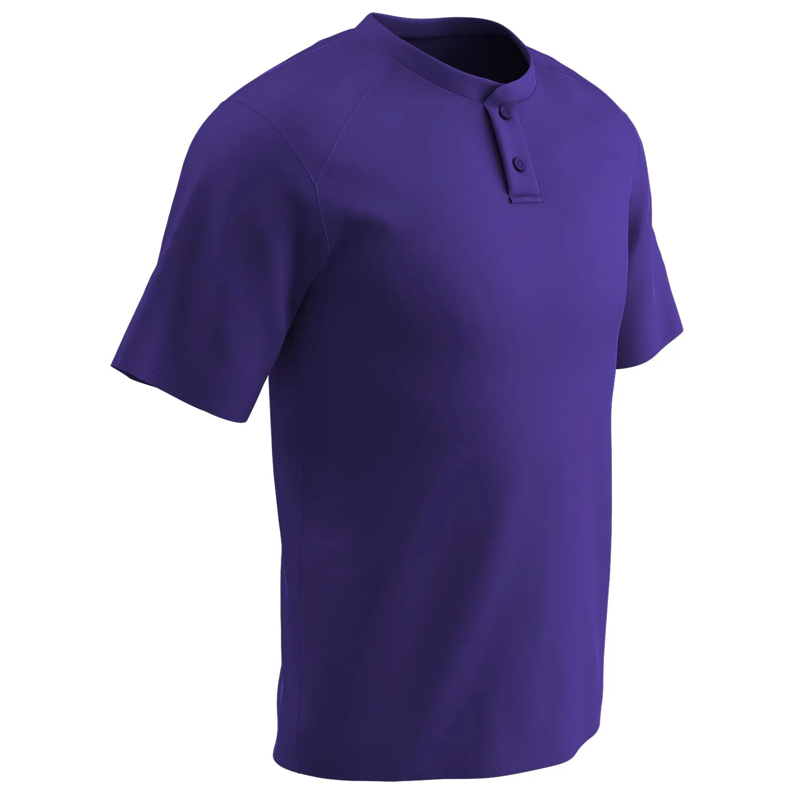 Moisture Wicking Solid Color Two Button Baseball Jersey, Adult