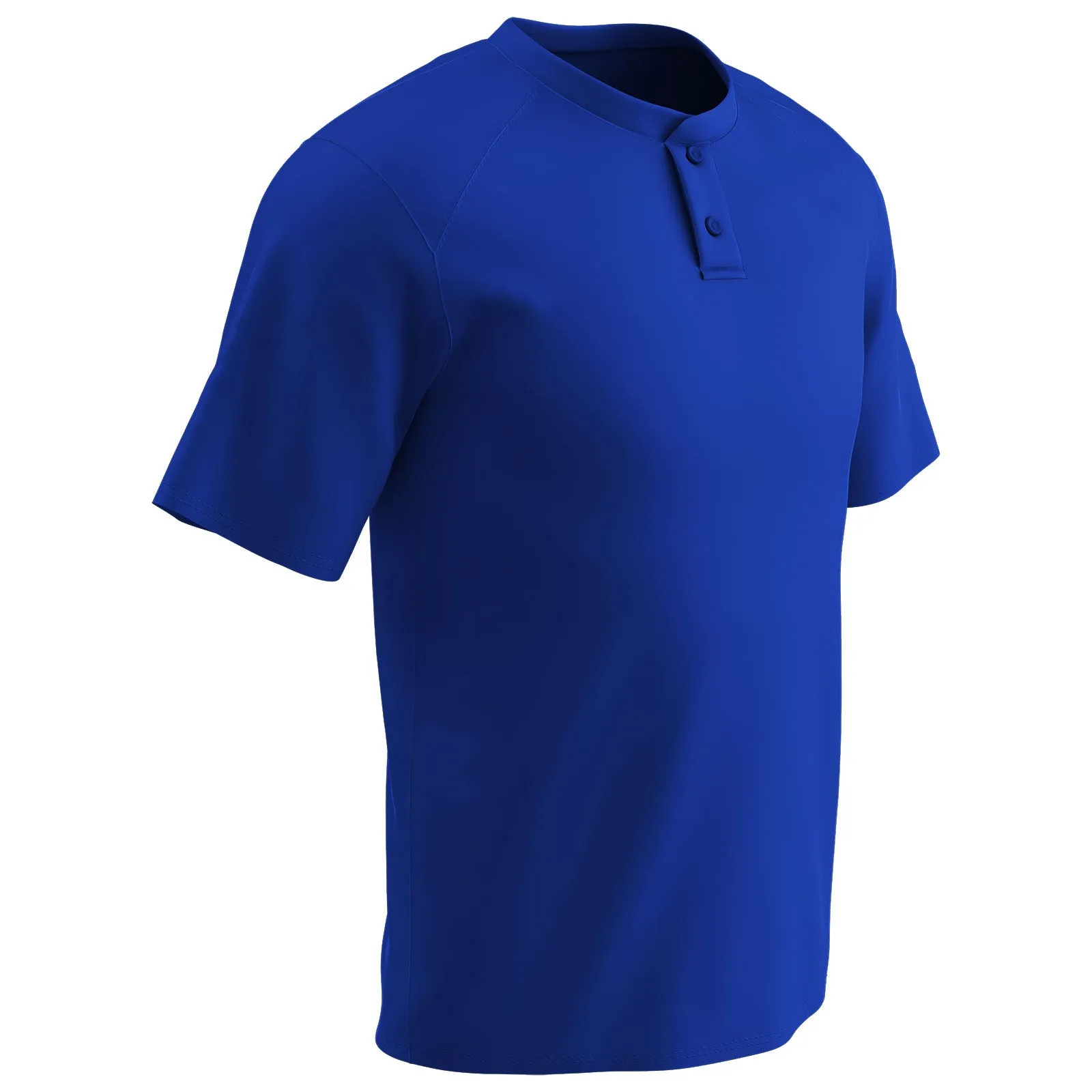 Moisture Wicking Solid Color Two Button Baseball Jersey, Adult