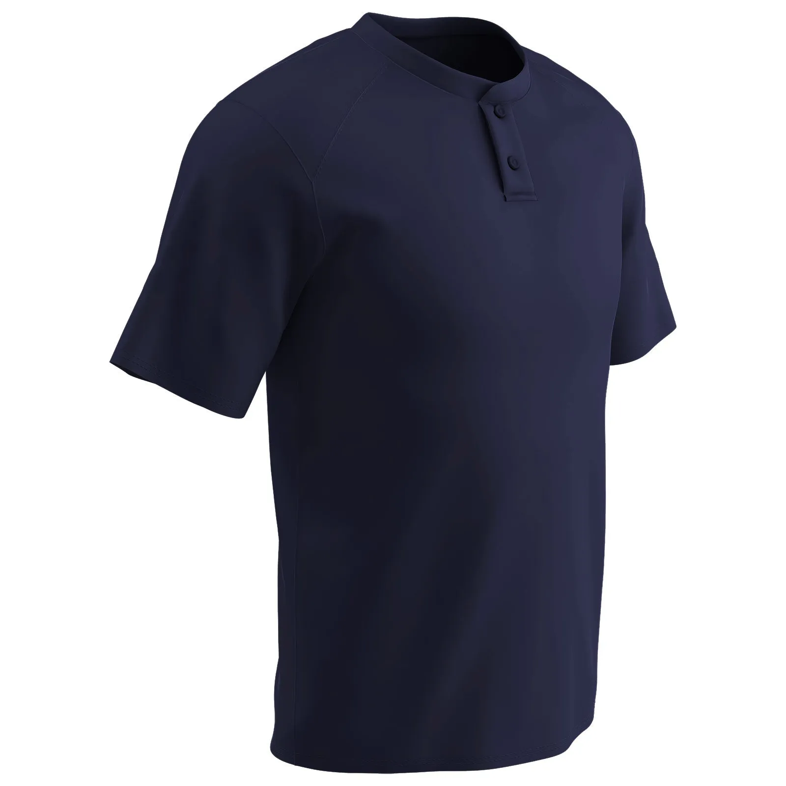 Moisture Wicking Solid Color Two Button Baseball Jersey, Adult