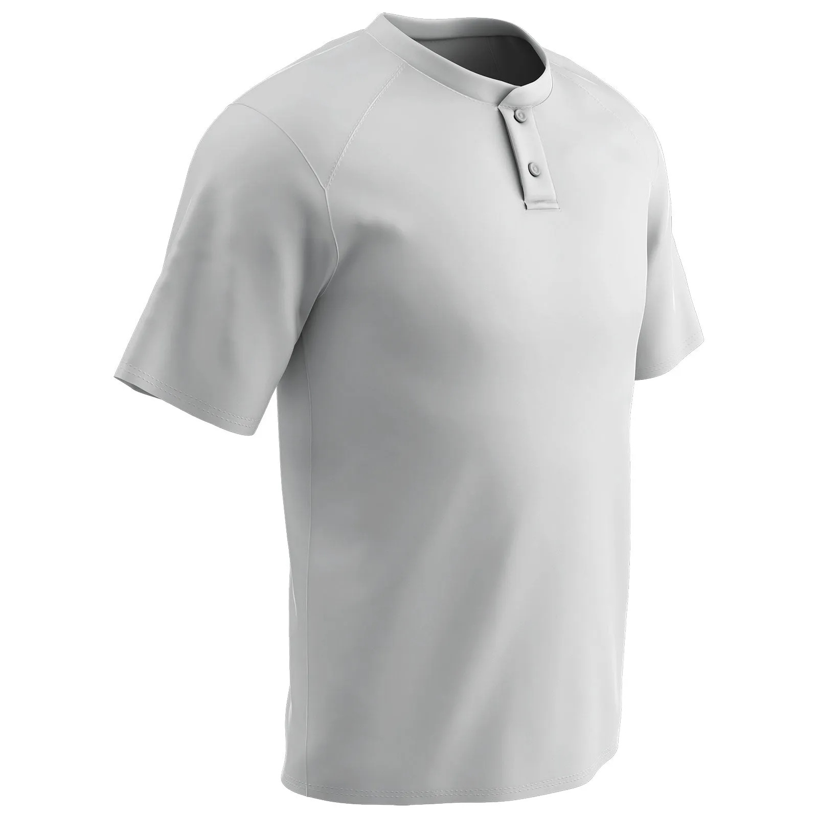 Moisture Wicking Solid Color Two Button Baseball Jersey, Adult