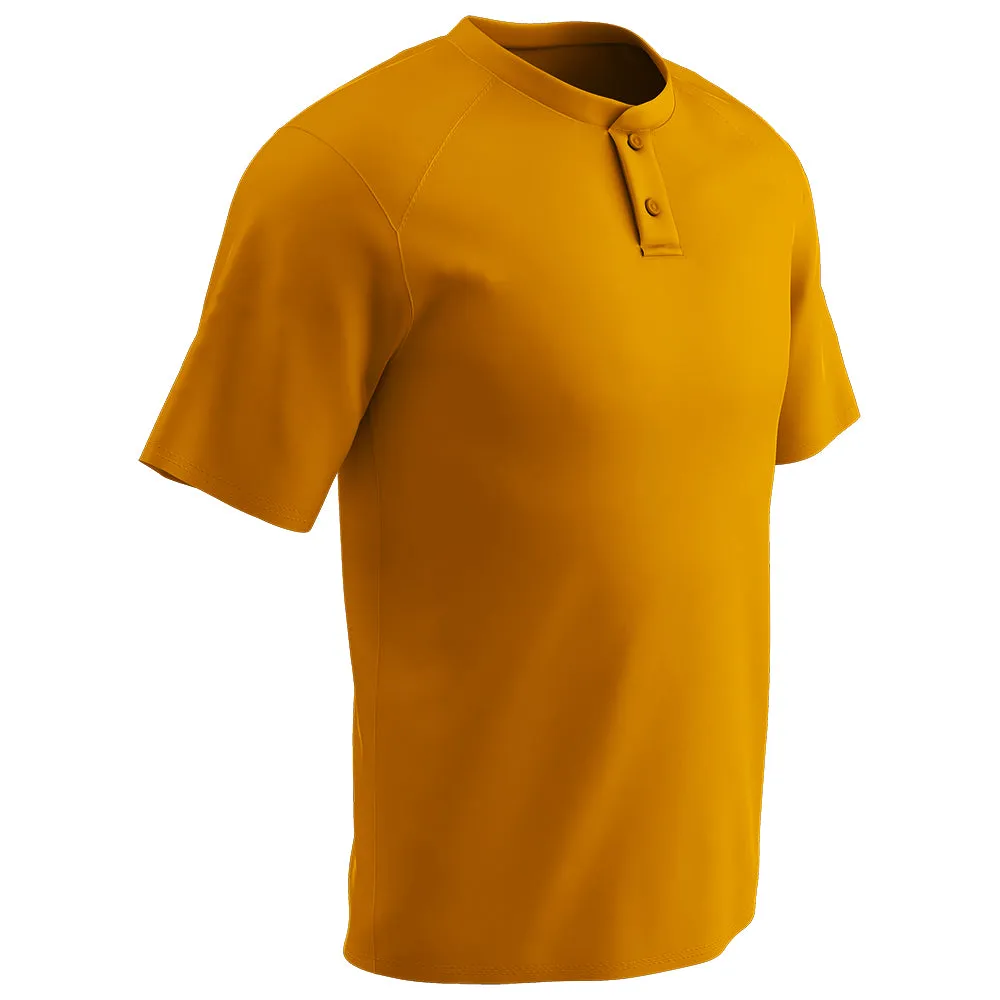 Moisture Wicking Solid Color Two Button Baseball Jersey, Adult