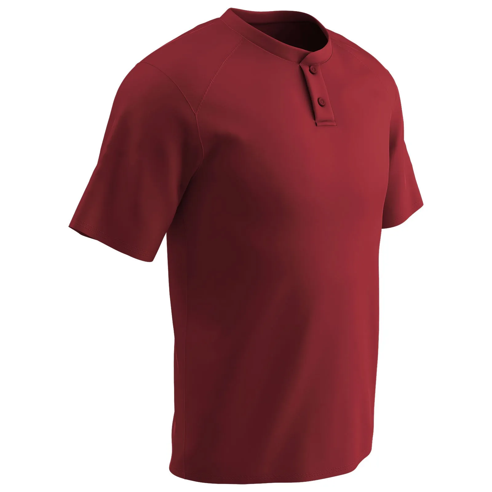 Moisture Wicking Solid Color Two Button Baseball Jersey, Adult