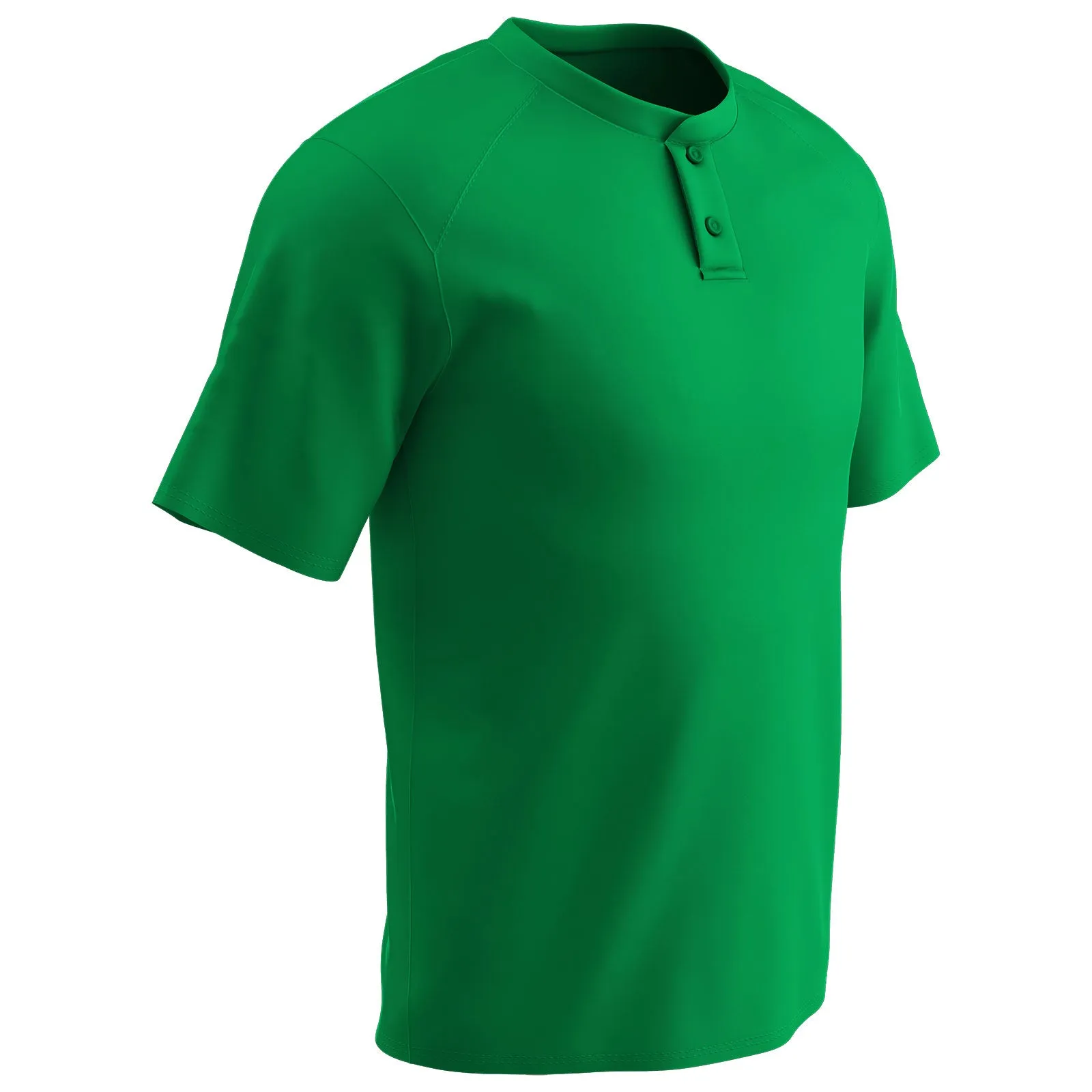 Moisture Wicking Solid Color Two Button Baseball Jersey, Adult