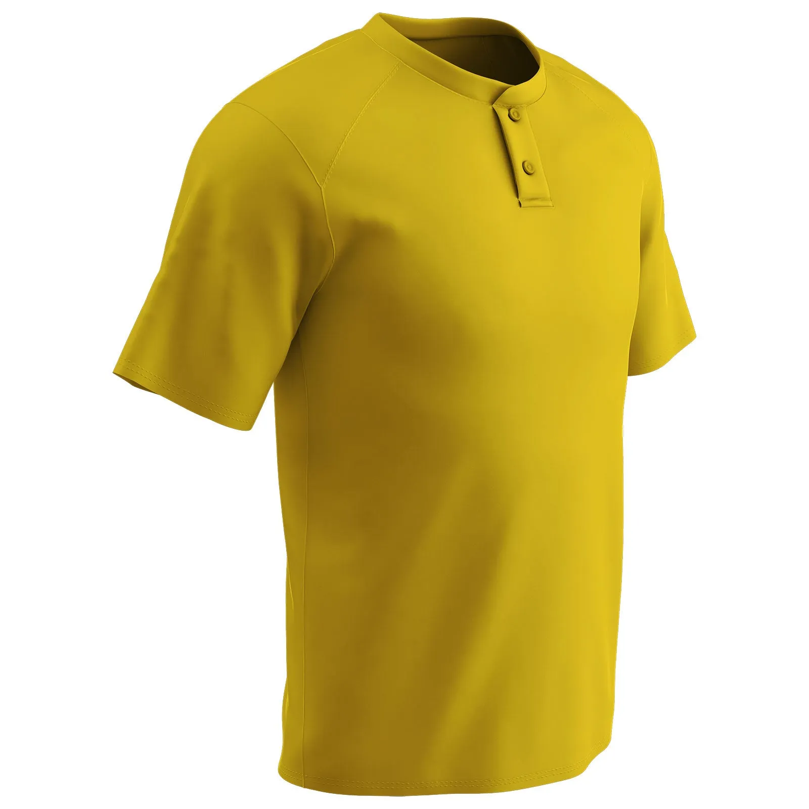 Moisture Wicking Solid Color Two Button Baseball Jersey, Adult