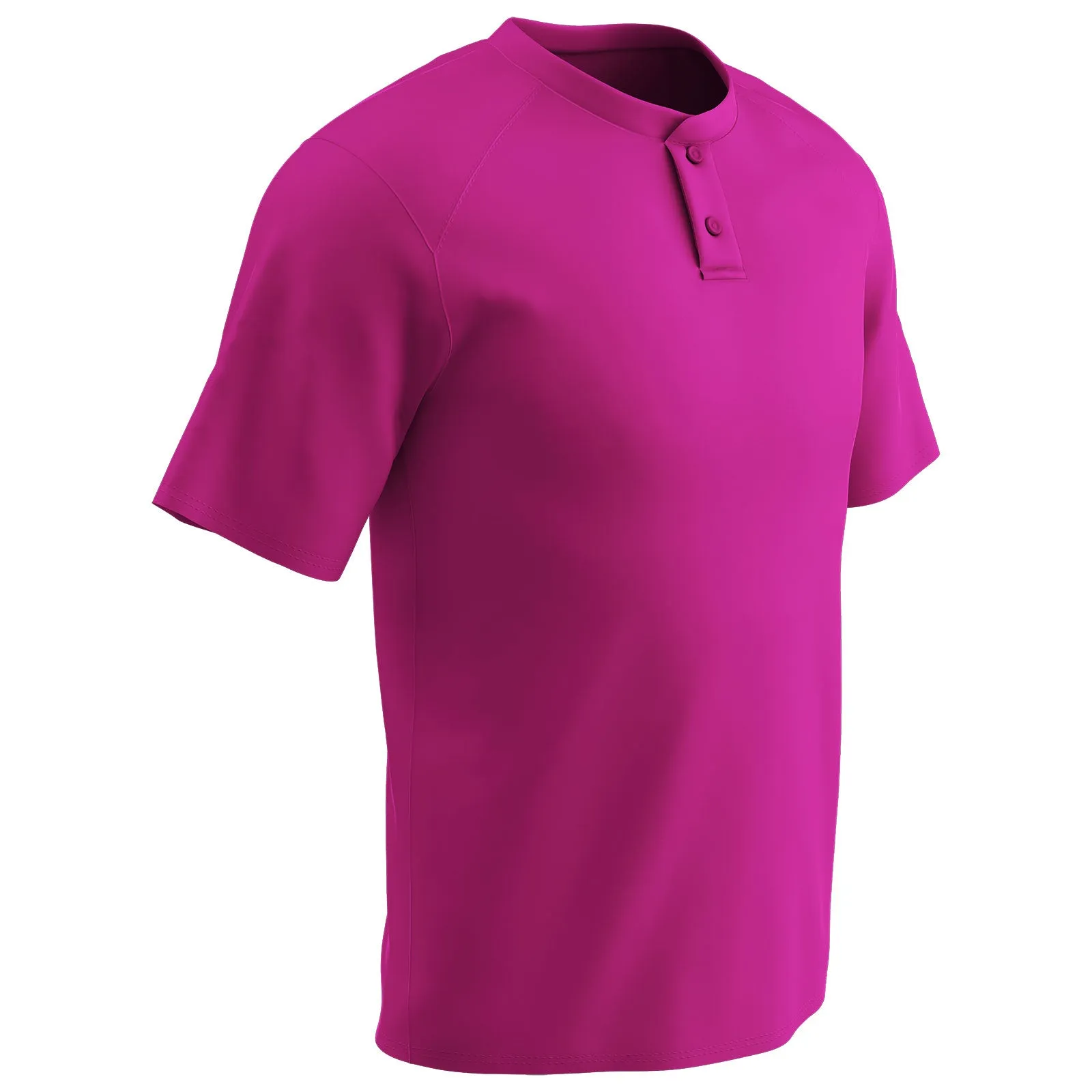 Moisture Wicking Solid Color Two Button Baseball Jersey, Adult