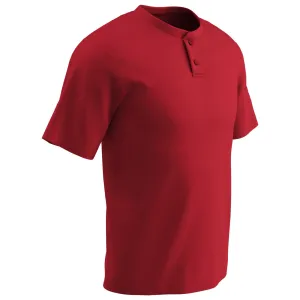 Moisture Wicking Solid Color Two Button Baseball Jersey, Adult