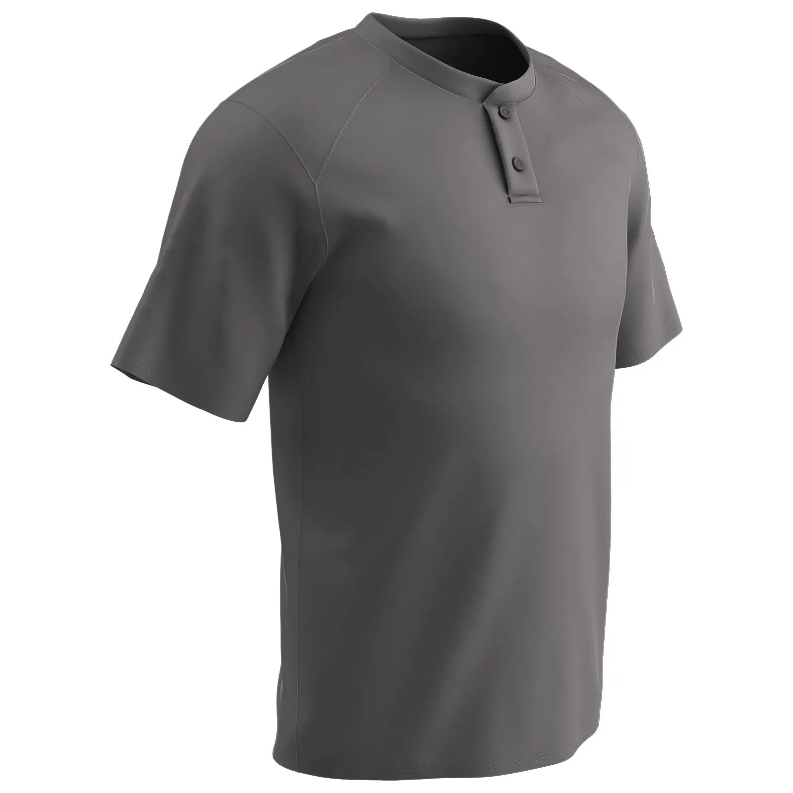 Moisture Wicking Solid Color Two Button Baseball Jersey, Adult
