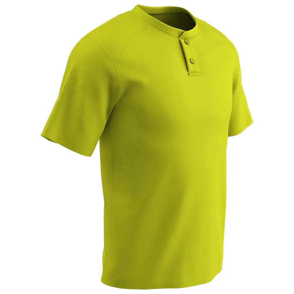 Moisture Wicking Solid Color Two Button Baseball Jersey, Adult