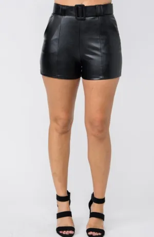 Monica Black Leather Shorts