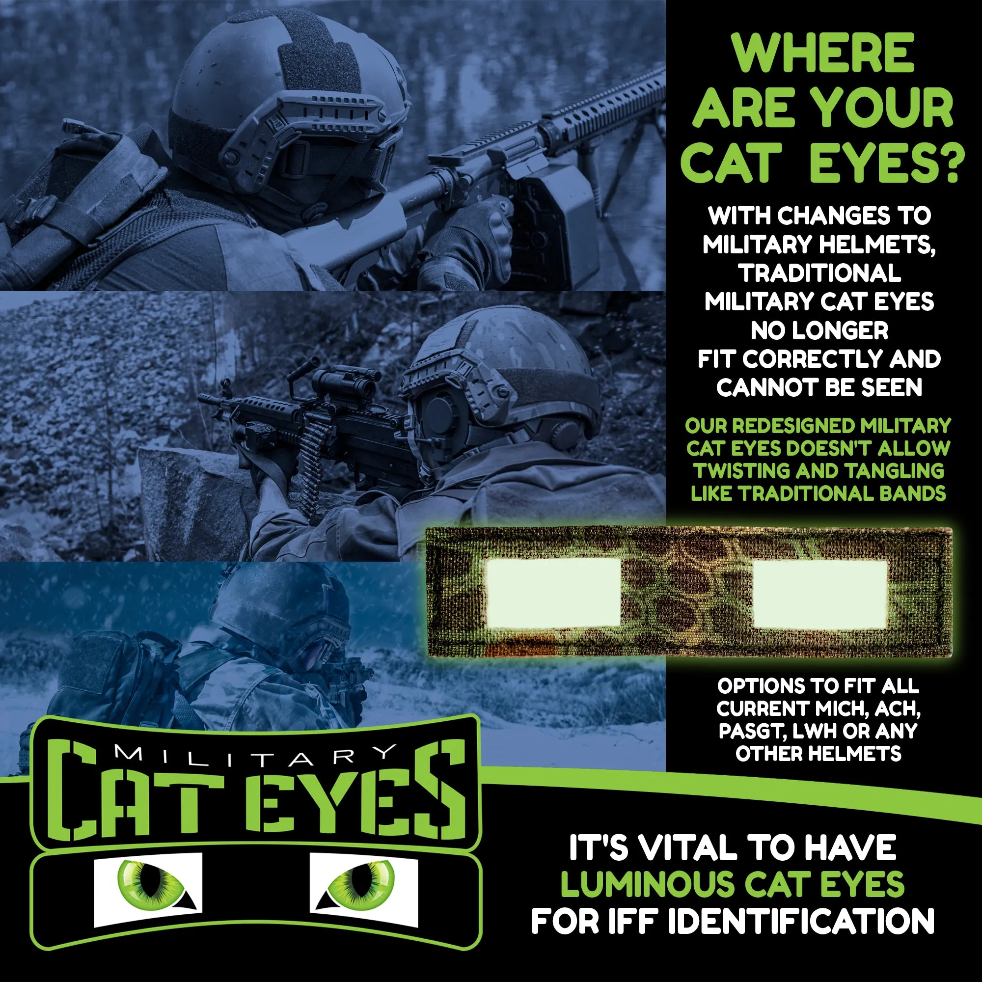 Multicam Arid Military Helmet Cat Eye Band