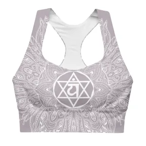 Mystic "77" Heart Chakra Mandala Longline Sports Bra Top by Goddess Swag