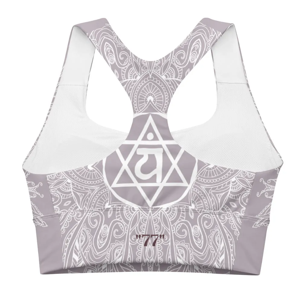 Mystic "77" Heart Chakra Mandala Longline Sports Bra Top by Goddess Swag