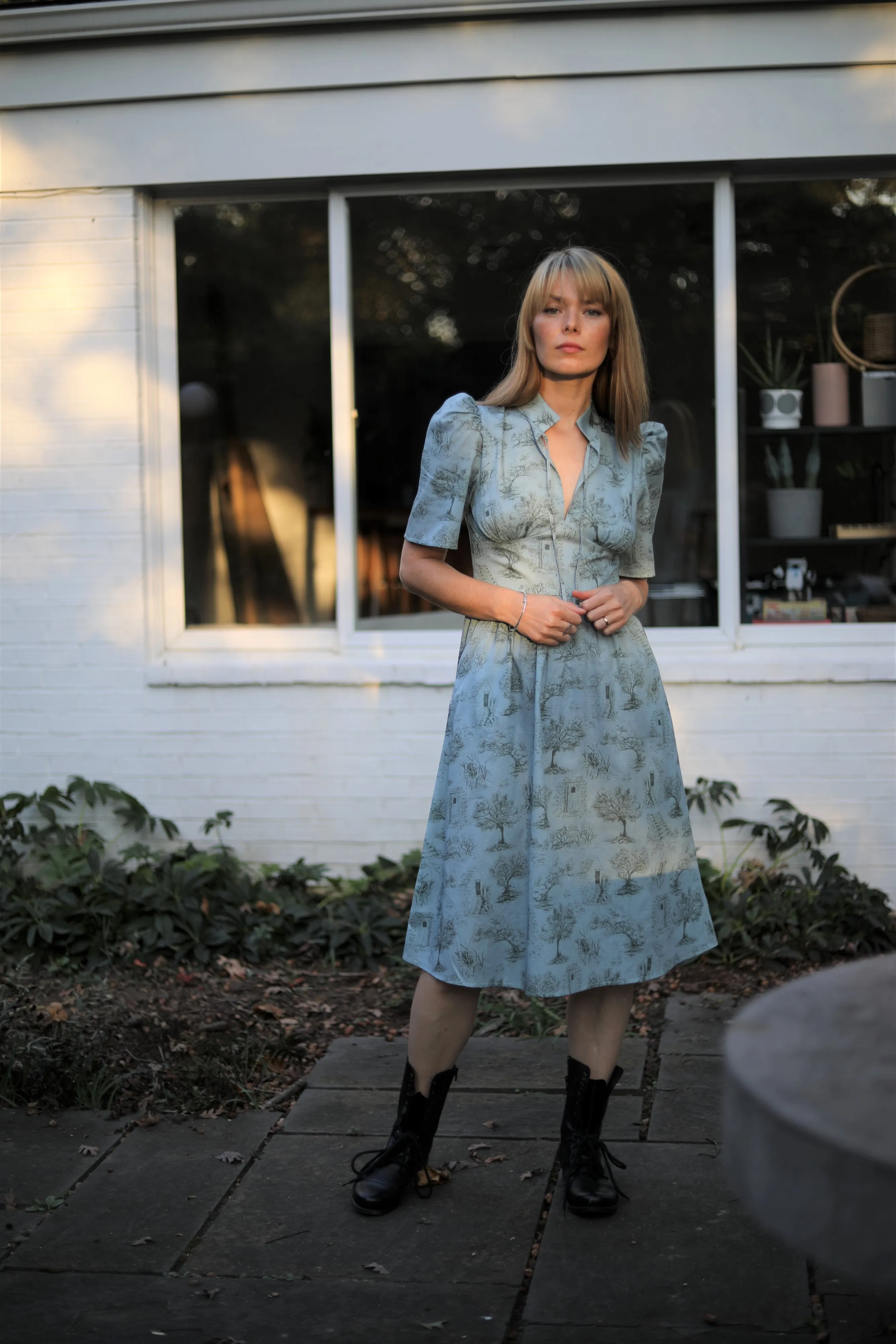 Naomi High Neck Dress / Lightweight Cotton