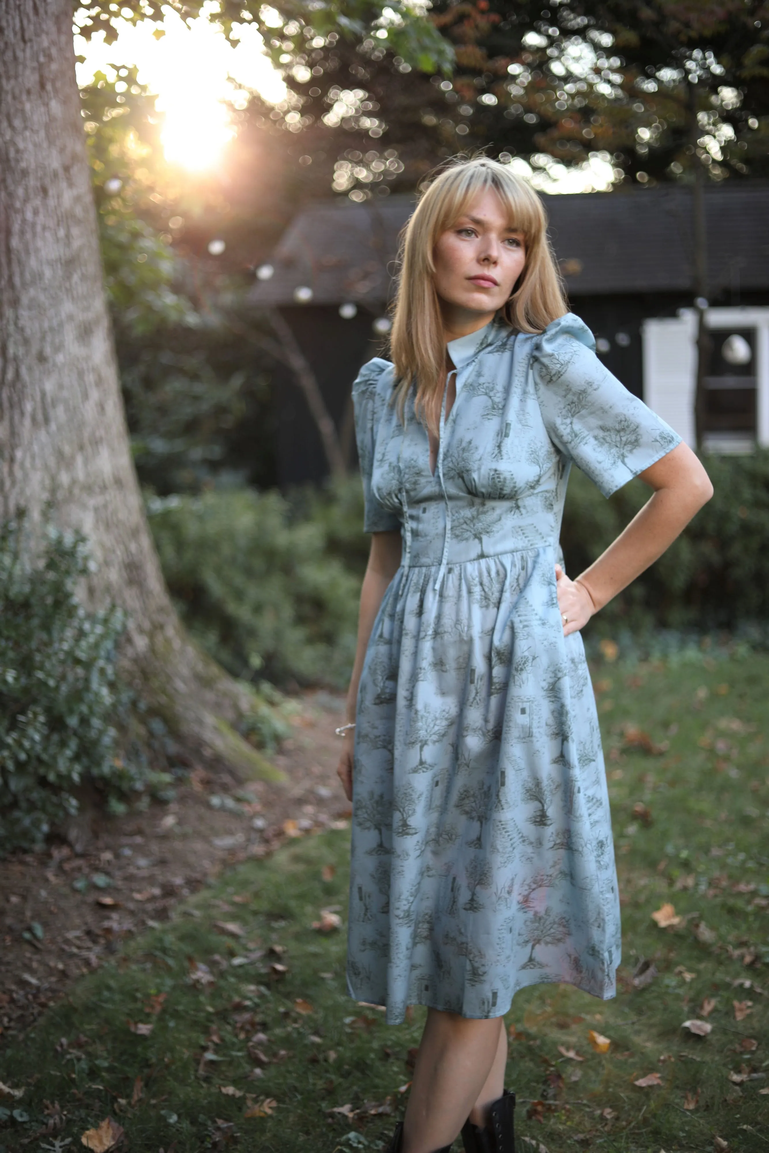 Naomi High Neck Dress / Lightweight Cotton