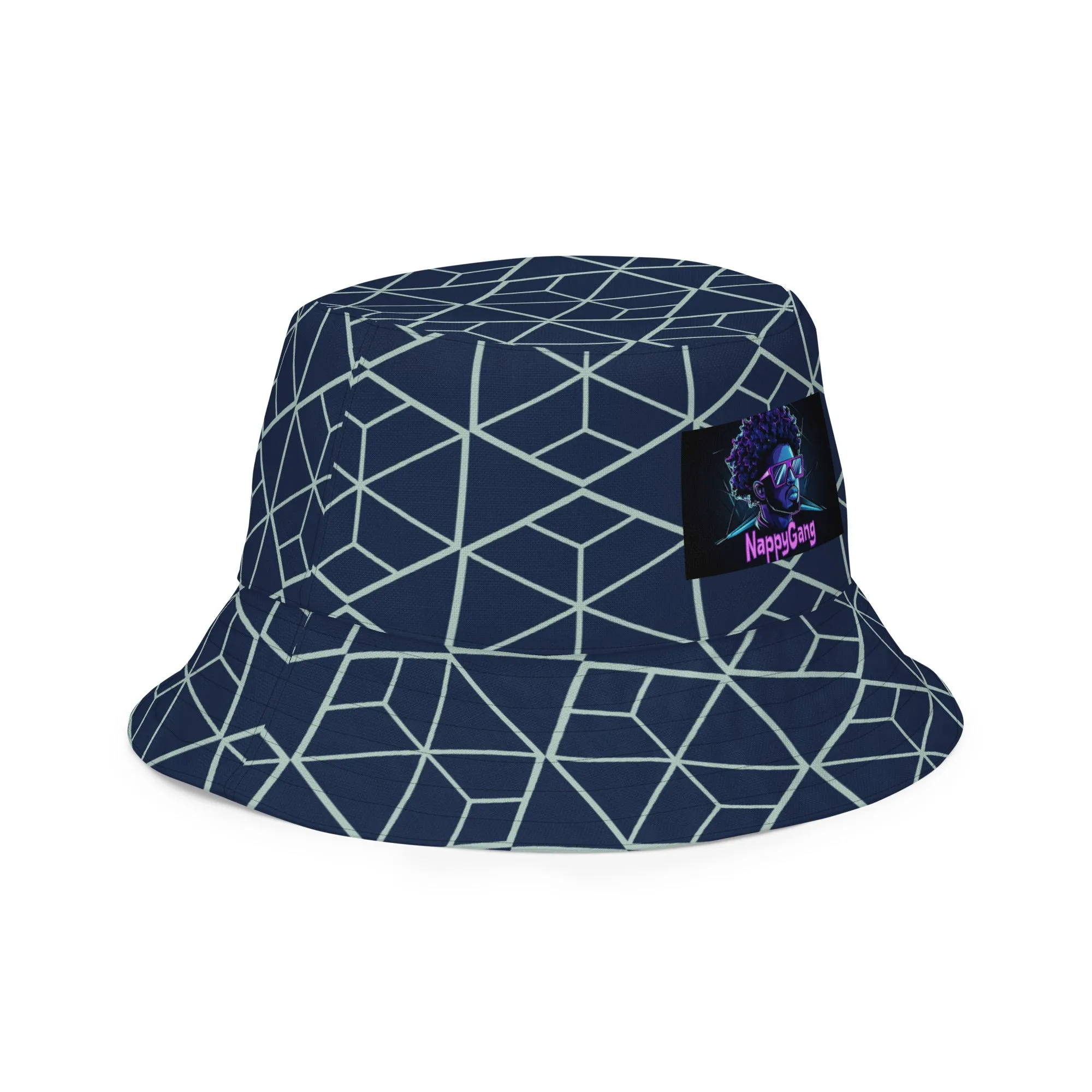 Nappy Gang Blue Geometric Reversible bucket hat