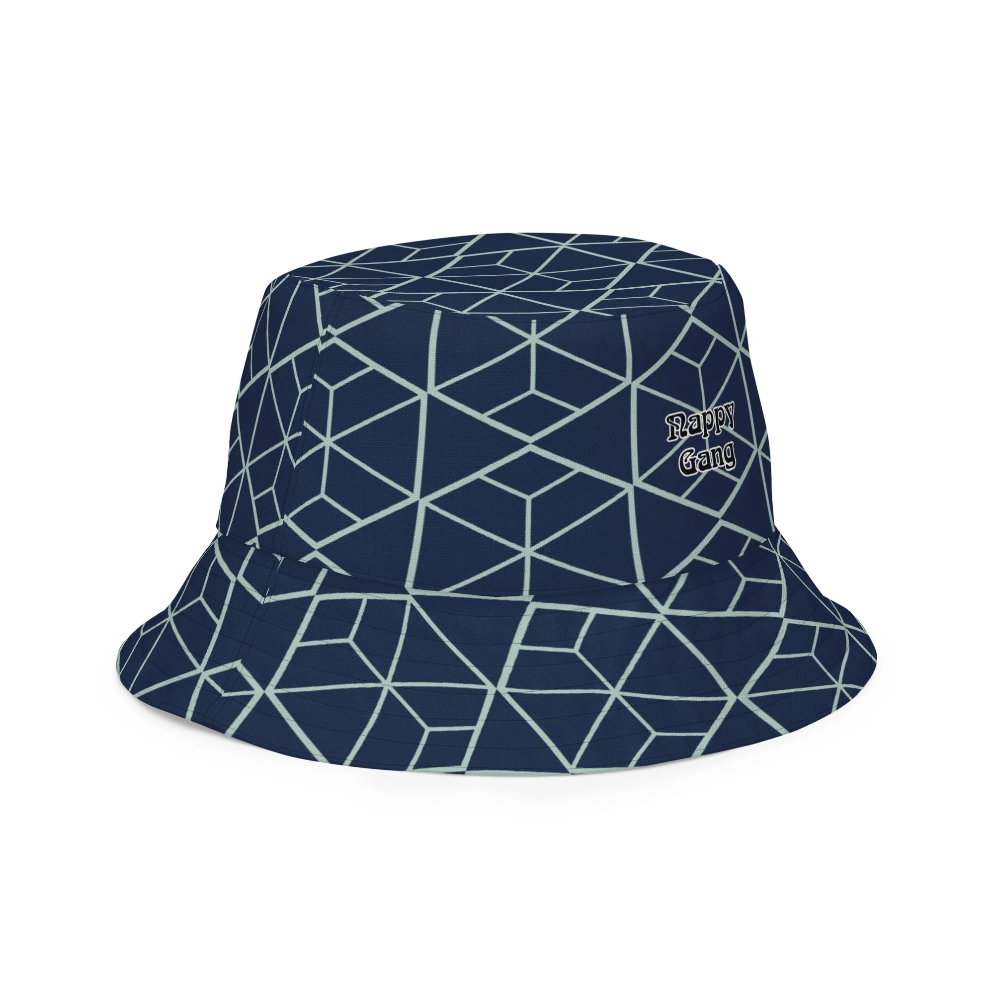 Nappy Gang Blue Geometric Reversible bucket hat