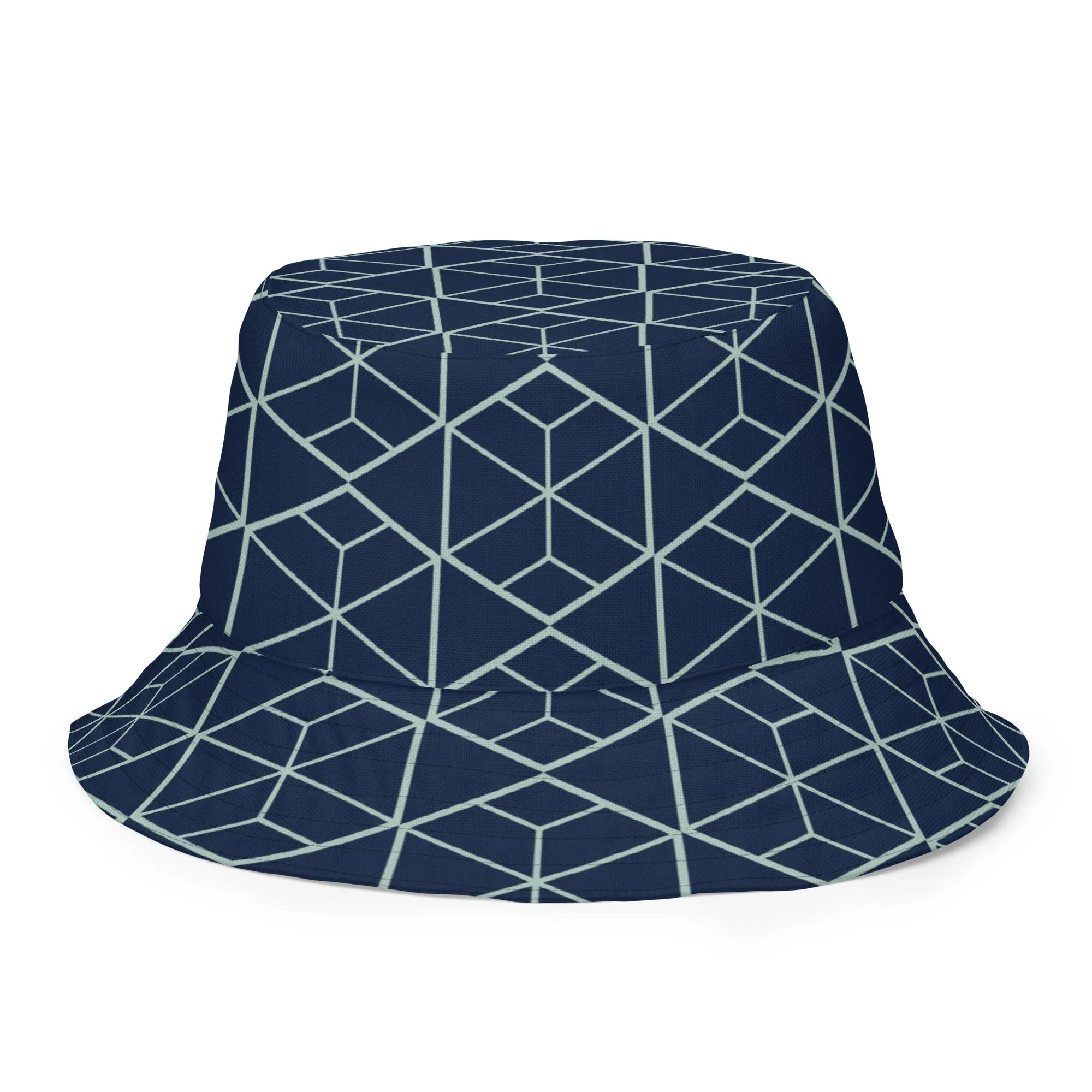 Nappy Gang Blue Geometric Reversible bucket hat