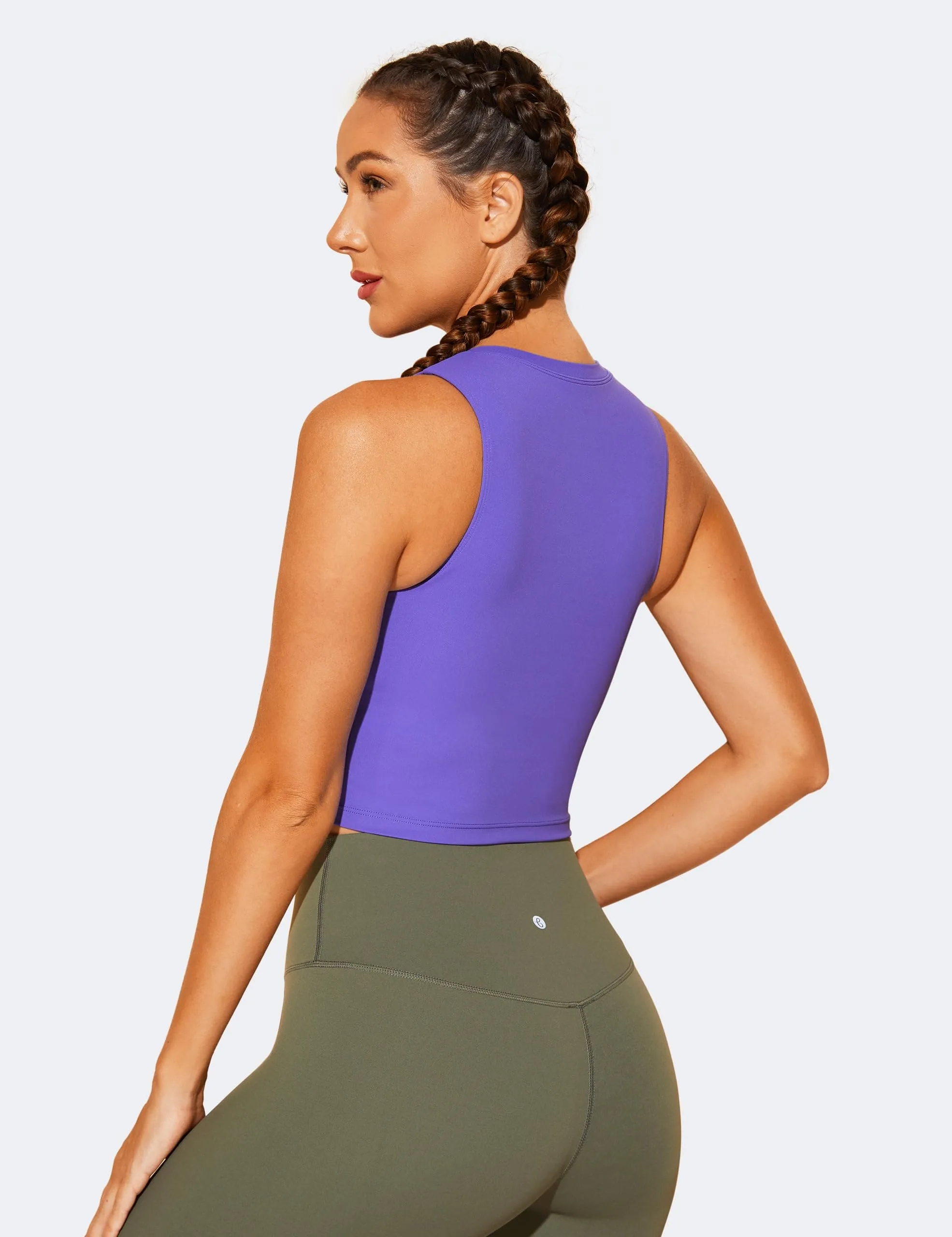 Natural Feelings Nudi Sports Bras for Women Removable Padded Yoga Tank Tops Sleeveless Fitness Workout Crop Tops Royal Lilac